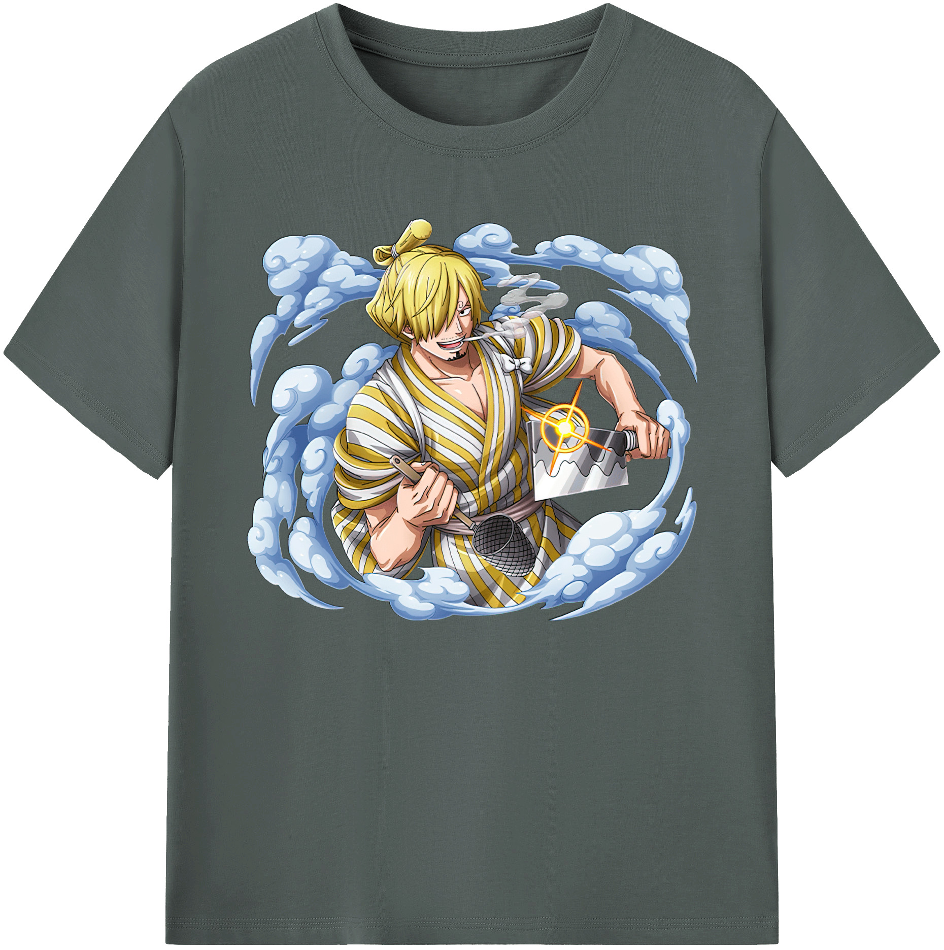（画像用） ワンピース サンジ ONE PIECE Sanji 綿100％ メンズ半袖Tシャツ｜肌触りやわらか＆通気性